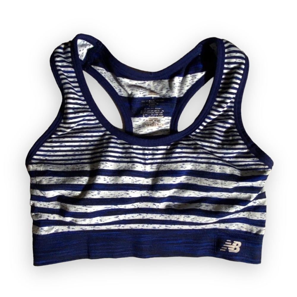 New Balance Mid Impact Striped Seamless Sports Bra Size Small